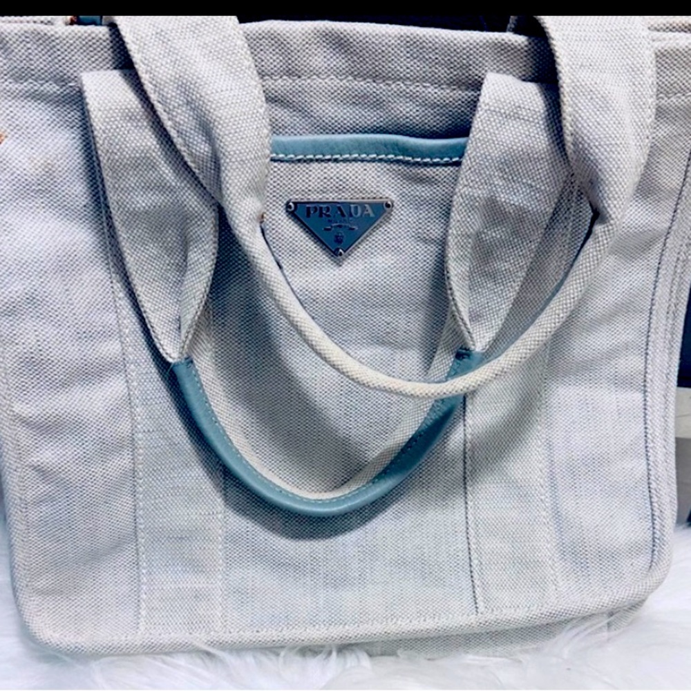 ✨Authentic Preloved Prada small tote light blue